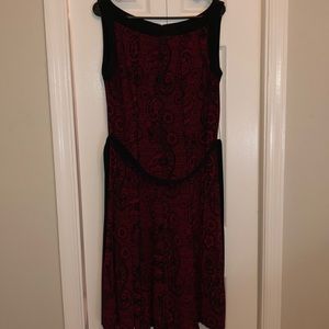 Red and black paisley dress